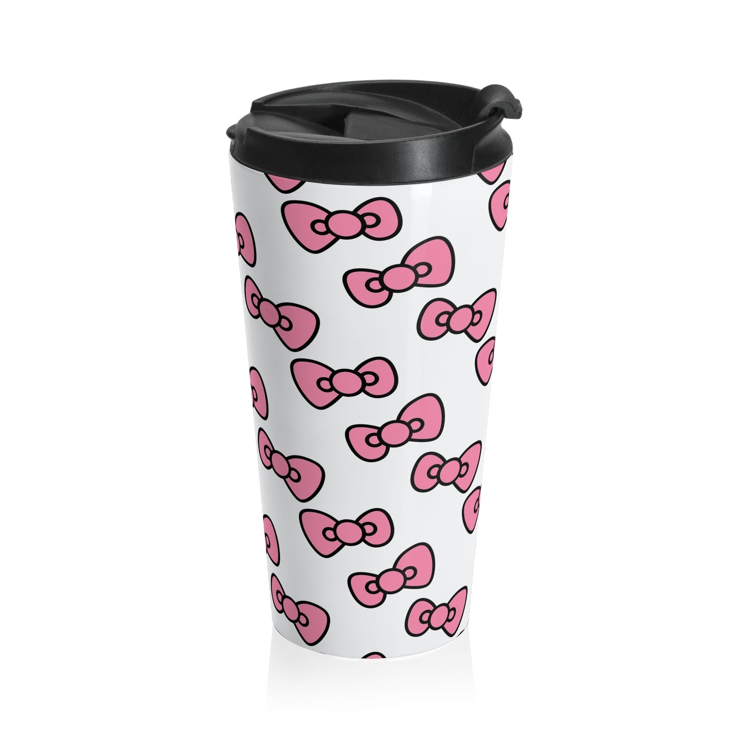 Travel Mug — Pink Bow Pattern Stainless Steel Tumbler