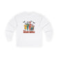 White sweatshirt with 'The Golden Ghouls' graphic on a white background