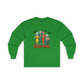 Green long-sleeve shirt with 'The Golden Ghouls' graphic on a white background