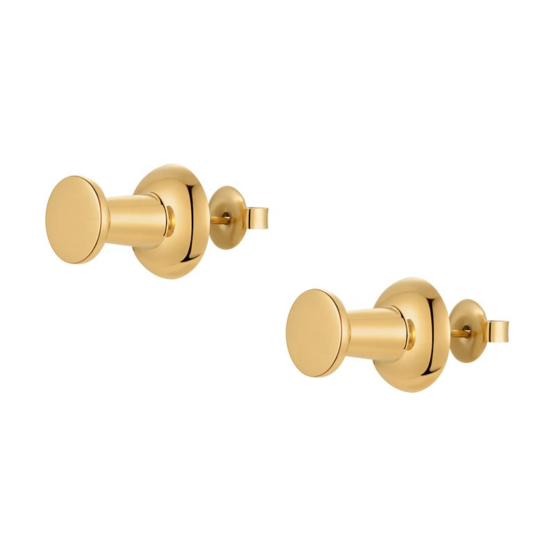18K gold plated stainless steel stud earrings with a simple, contemporary design.