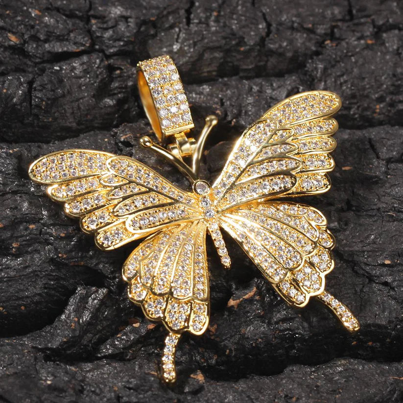 Gold butterfly pendent and necklace