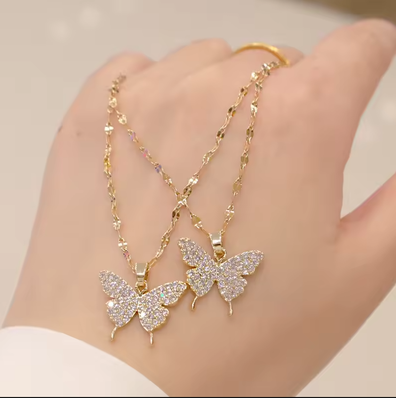 Gold butterfly necklace 