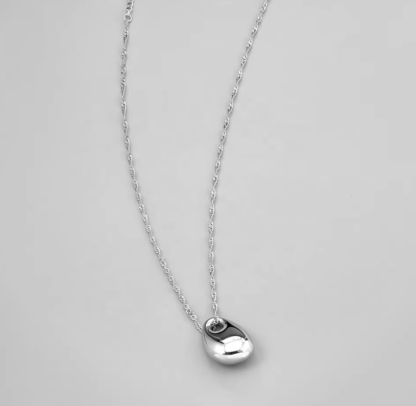 Oval Water Drop Pendant - Twists Chain
